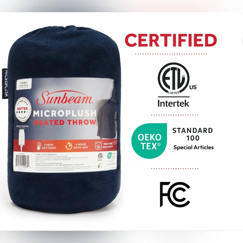 Sunbeam Throw Poseidon Microplush, Electric Blanket - Picture 2 of 7